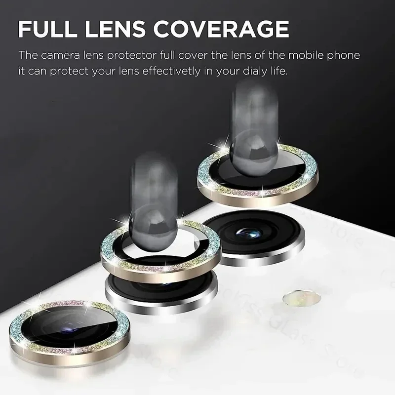 Shiny Diamond Metal Ring Camer - Tempered Glass Screen 9H ulasan dan harga