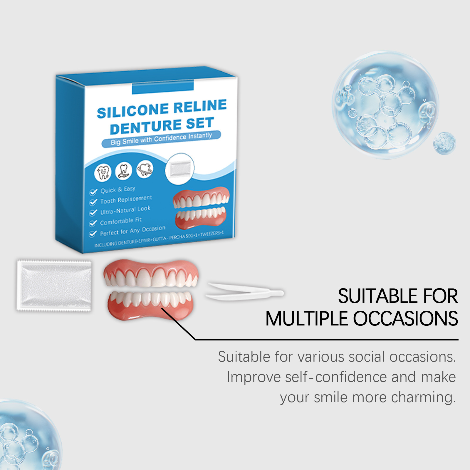 Denture Full Set Over Gums Kit - Full Cover Adhesive ulasan dan harga