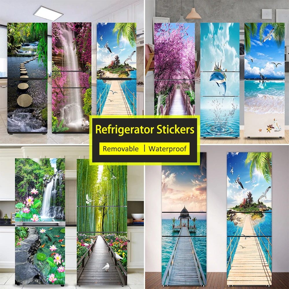 Seaside Beach Fridge Sticker F - Full Cover Adhesive ulasan dan harga