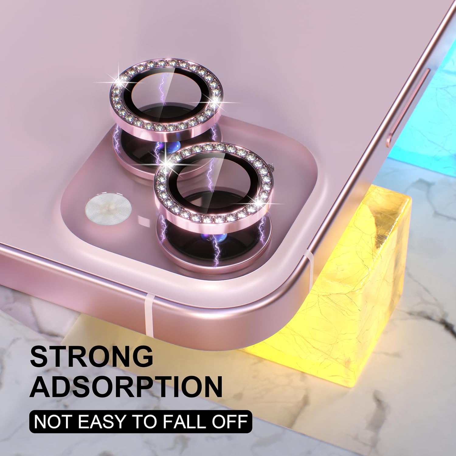 1PC Pink Glitter Diamond Camer - Tempered Glass Screen 9H ulasan dan harga