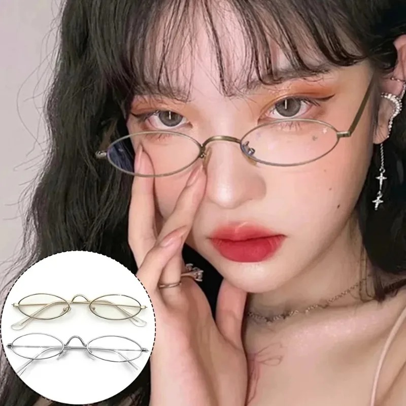 Y2K Small Oval Metal Glasses W - Anti Blue Light Film ulasan dan harga
