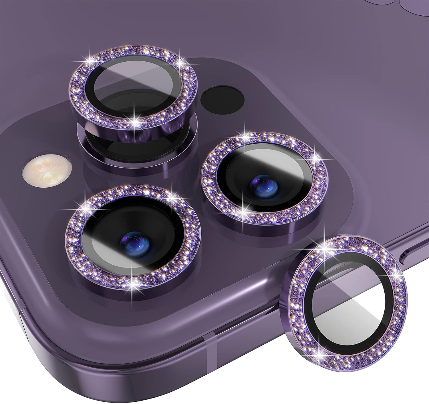 1Set Bling Glitter Purple Came - Tempered Glass Screen 9H ulasan dan harga