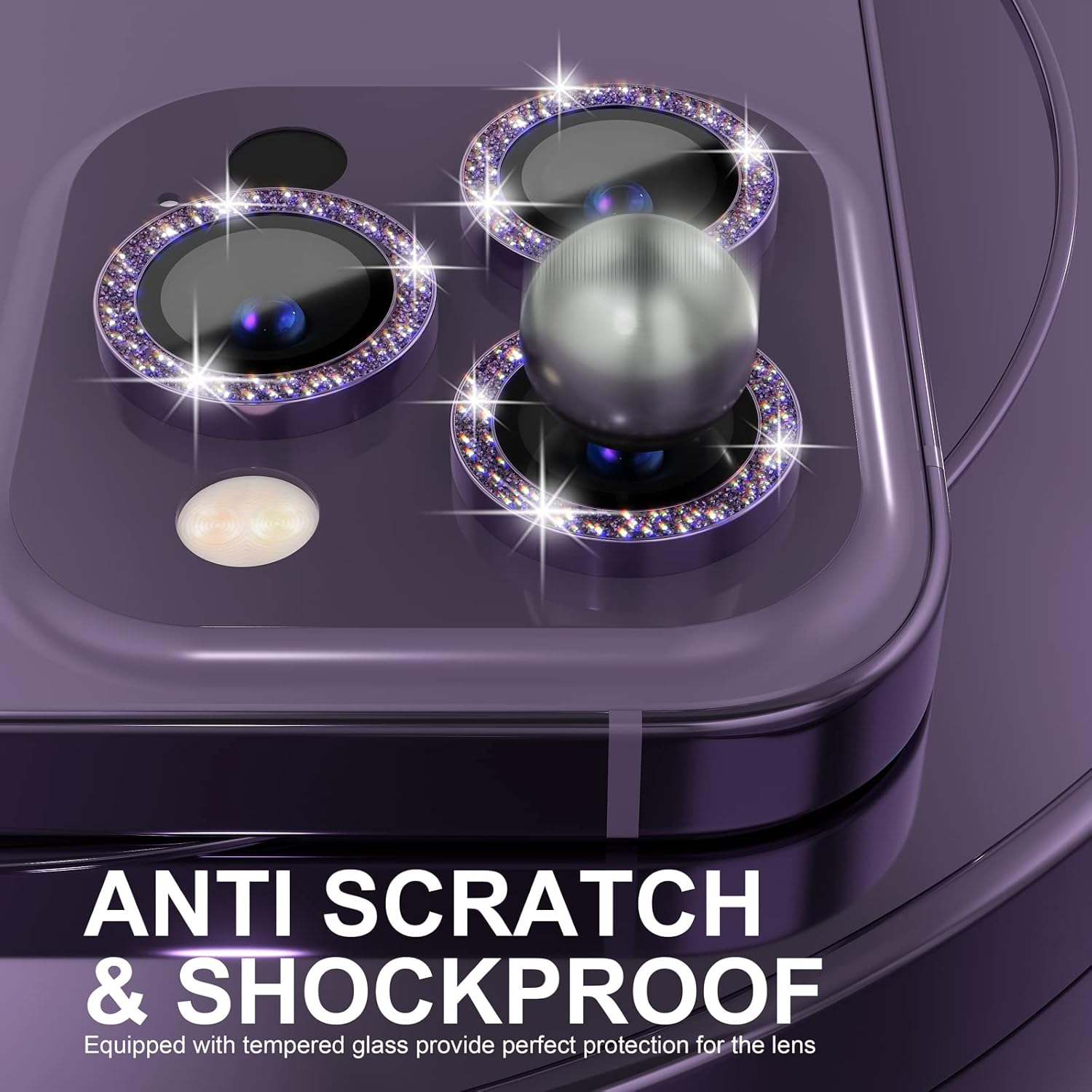 1Set Bling Glitter Purple Came - Tempered Glass Screen 9H ulasan dan harga
